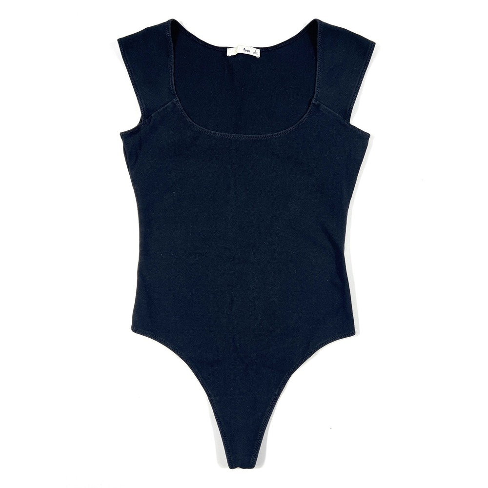 Wilfred Free Aritzia Black Square Neck Bodysuit Thong Sleeveless Small EUC